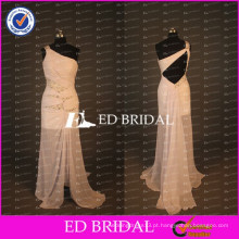 2017 ED Bridal Novo Coming Sexy One Shoulder Open Back Beaded Ruched Chiffon Nude Prom Dress Com Combo Watteau